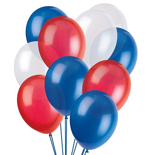 Red, White and Blue Latex Balloons - 9" - Pack of 50