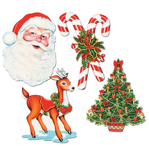 Christmas Cutouts Assorted Designs - Set of 4 - 16"