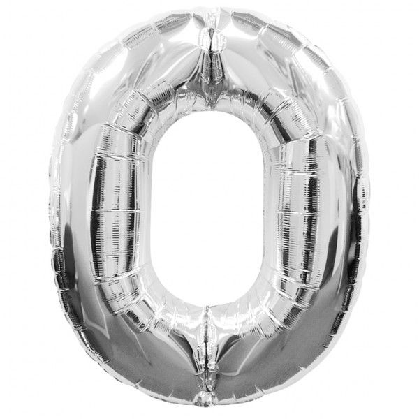 Silver Number 0 Foil Balloon - 35"