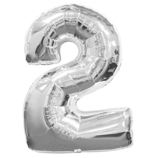 Silver Number 2 Foil Balloon - 35"
