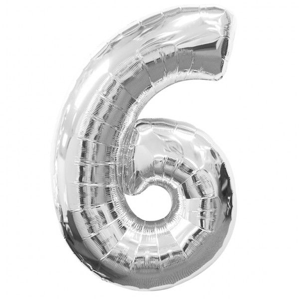 Silver Number 6 Foil Balloon - 35"