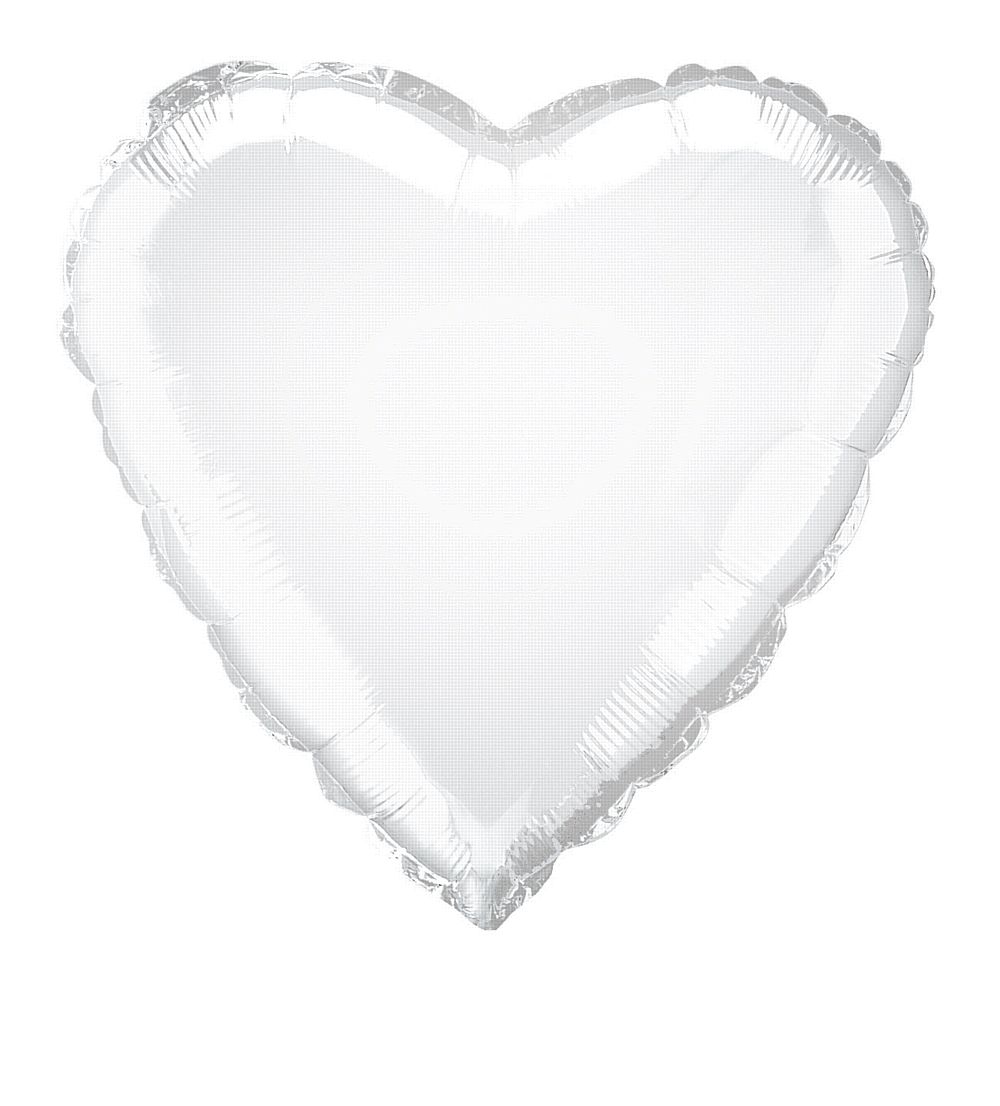 White Heart Shaped Foil Balloon 18"