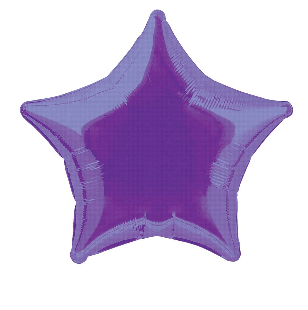 Purple star foil balloon 19"
