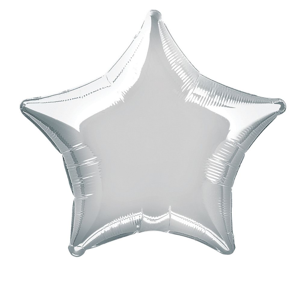 Silver star foil balloon 19"