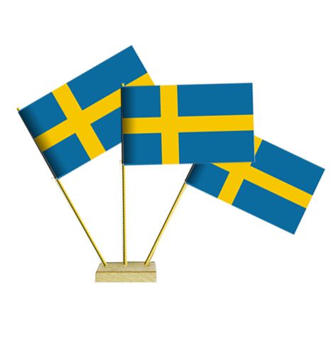 Swedish Paper Table Flags 15cm on 30cm Pole