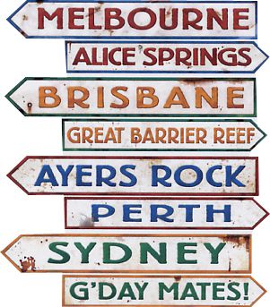Australian Street Sign Cutouts - Pack of 4