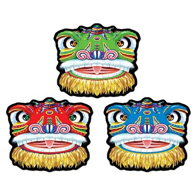 Chinese Dragon Cutout Wall Decorations - 36cm - Pack of 3