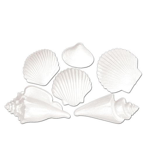 Plastic Sea Shells Decorations - 38.1cm - Pack of 6 – Party Packs