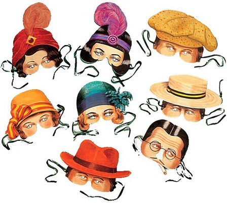 Twenties Masks (1920's) - Assorted - Pack of 8