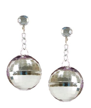 Silver disco ball best sale earrings