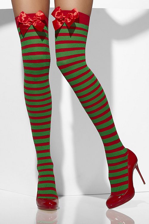 Red And Green Striped Elf Stockings