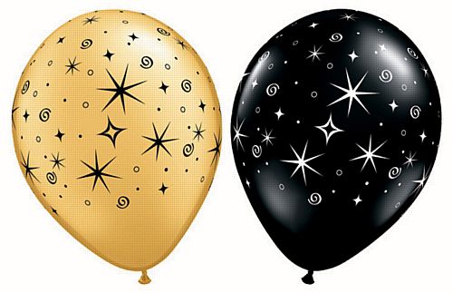 Sparkles & Swirls Gold and Black Qualatex Latex Balloons - Assorted - 11" - Pack of 10