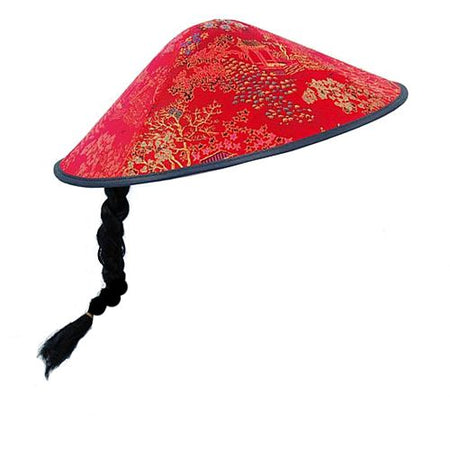 Oriental Coolie Hat Red Fabric