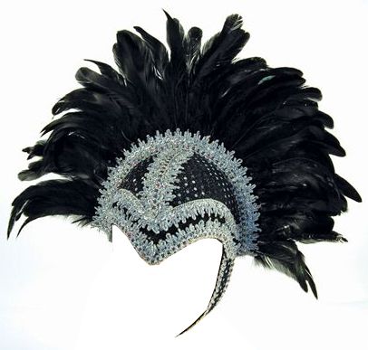 Feather Helmet, Black Braiding and Plume