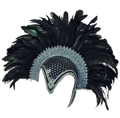 Feather Helmet, Black Jewel And Plume