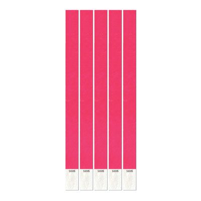 Pink Tyvek Wristbands 25cm Pack of 100 Party Packs