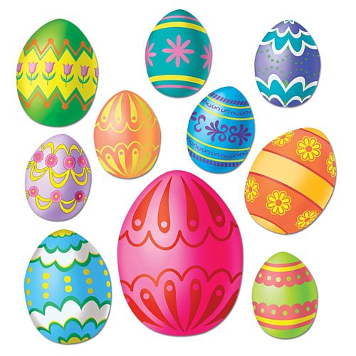 Easter Egg Cutouts - assorted designs - 30cm - Pack of 10