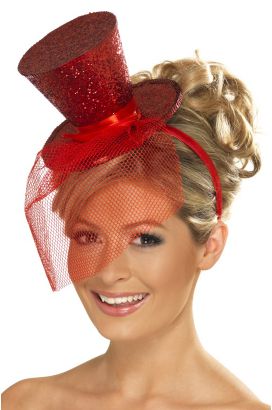 Red Fever Mini Top Hat on Headband
