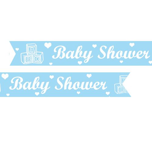 Baby Shower Pre Printed Ribbon Light Blue - 25mm - Per Metre