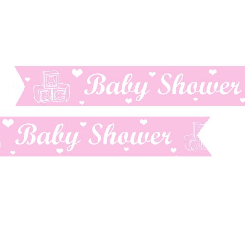Baby Shower Pre Printed Ribbon Light Pink - 25mm - Per Metre