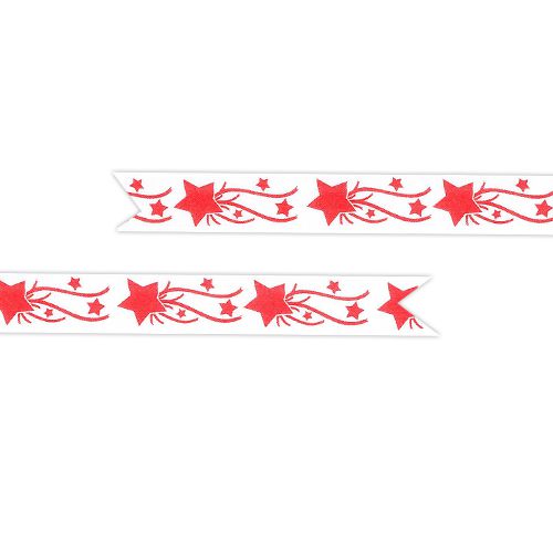 Stars & Stripes Ribbon White & Red - 25mm - Per Metre