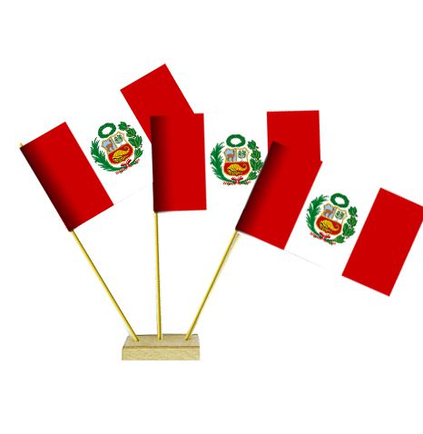 Peru Paper Table Flags 15cm on 30cm Pole