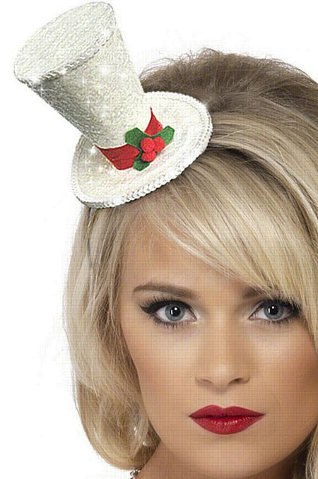 White Christmas Top Hat on Headband