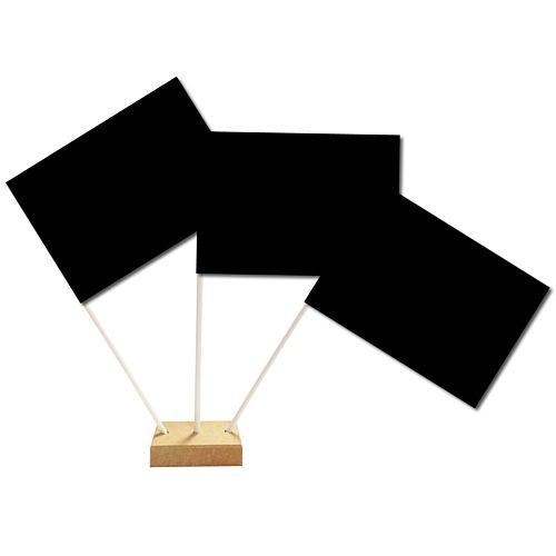 Black Paper Table Flags 15cm on 30cm Pole