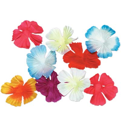 Coloured Silk Tropical Flowers 6.4cm Pack of 40
