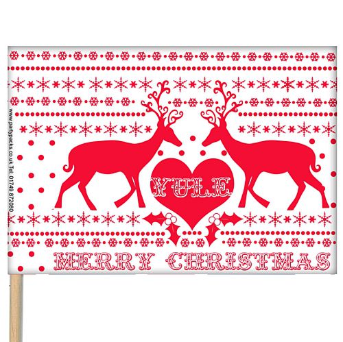 Christmas Paper Table Flags 15cm on 30cm Pole