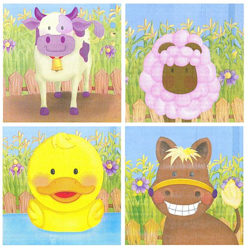 Farmyard Party Napkins - 33cm - Pack of 20