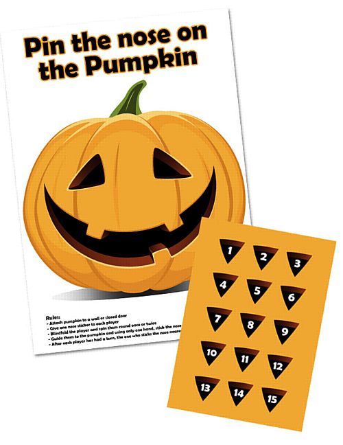 Pin The Nose On The Pumpkin Game With Stickers