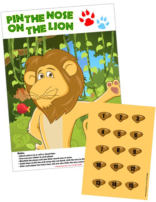 Pin The Nose On The Lion Game With Stickers