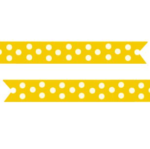 Polka Dot Printed Ribbon Yellow - 25mm - Per Metre