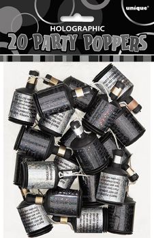 Glitz Black Party Poppers - Pack of 20