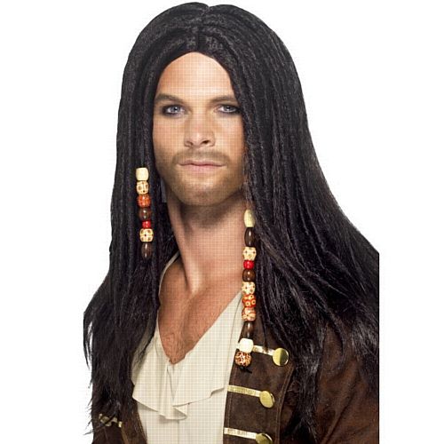 Pirate Wig, Black With Beads