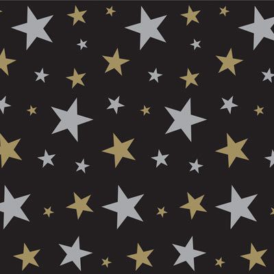 Black, Silver and Gold Star Backdrop Decoration - 9.14m