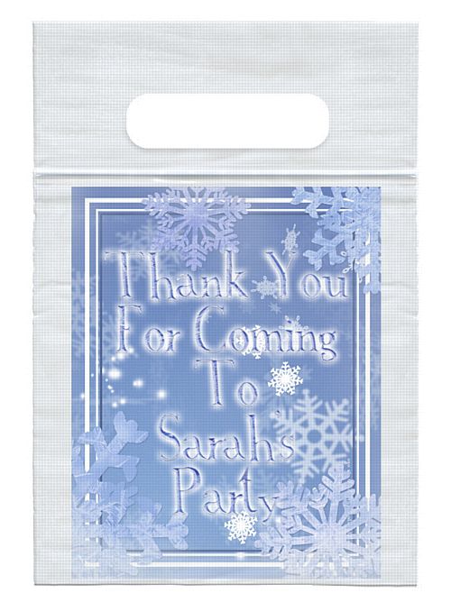 Personalised Frosty Snowflakes Card Insert With Sealed Party Bag - Pack of 8