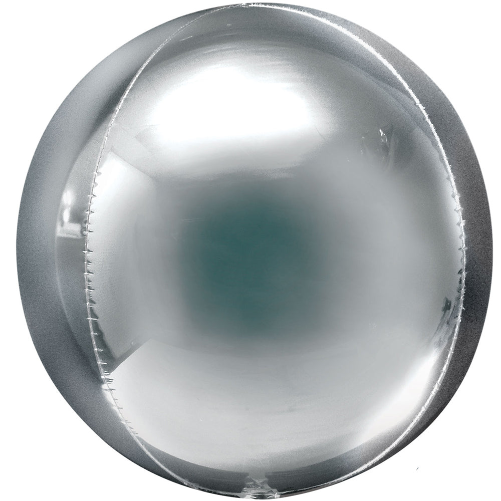 Silver Orbz Spherical Foil Balloon - 38cm