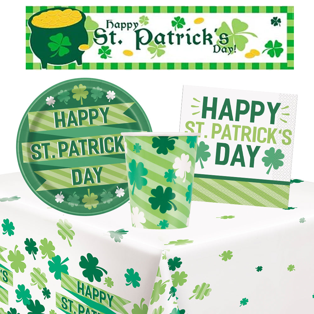 Lucky Clover St Patrick's Day Tableware Pack for 8 with FREE Banner!