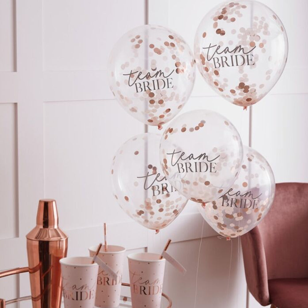 Team Bride Confetti Balloons - 12" - Pack of 5
