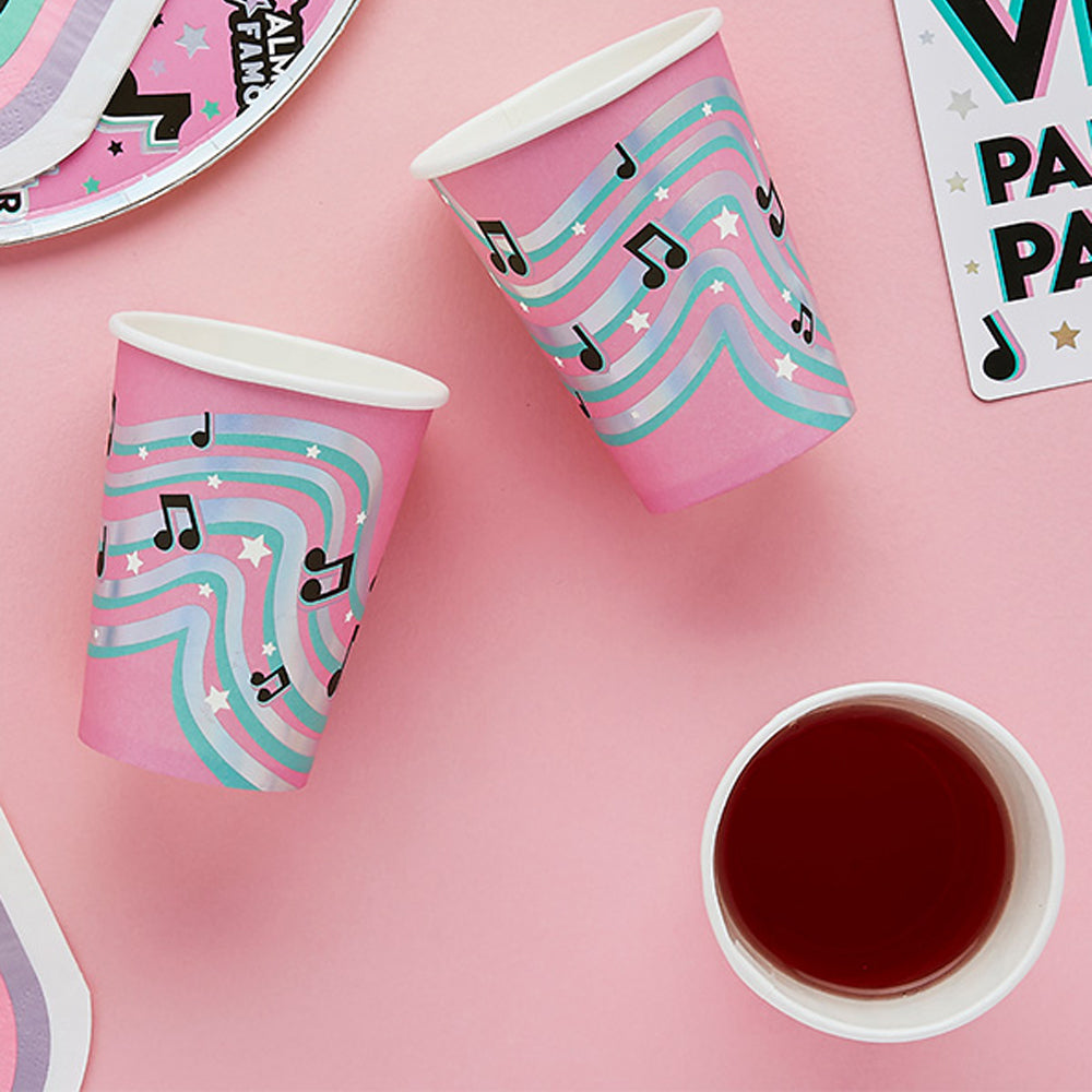 Musical Notes Paper Cups - Pack of 8 - 266ml
