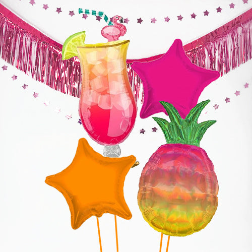 Inflated Tropical Cocktail and Pineapple Balloon Bundle in a Box