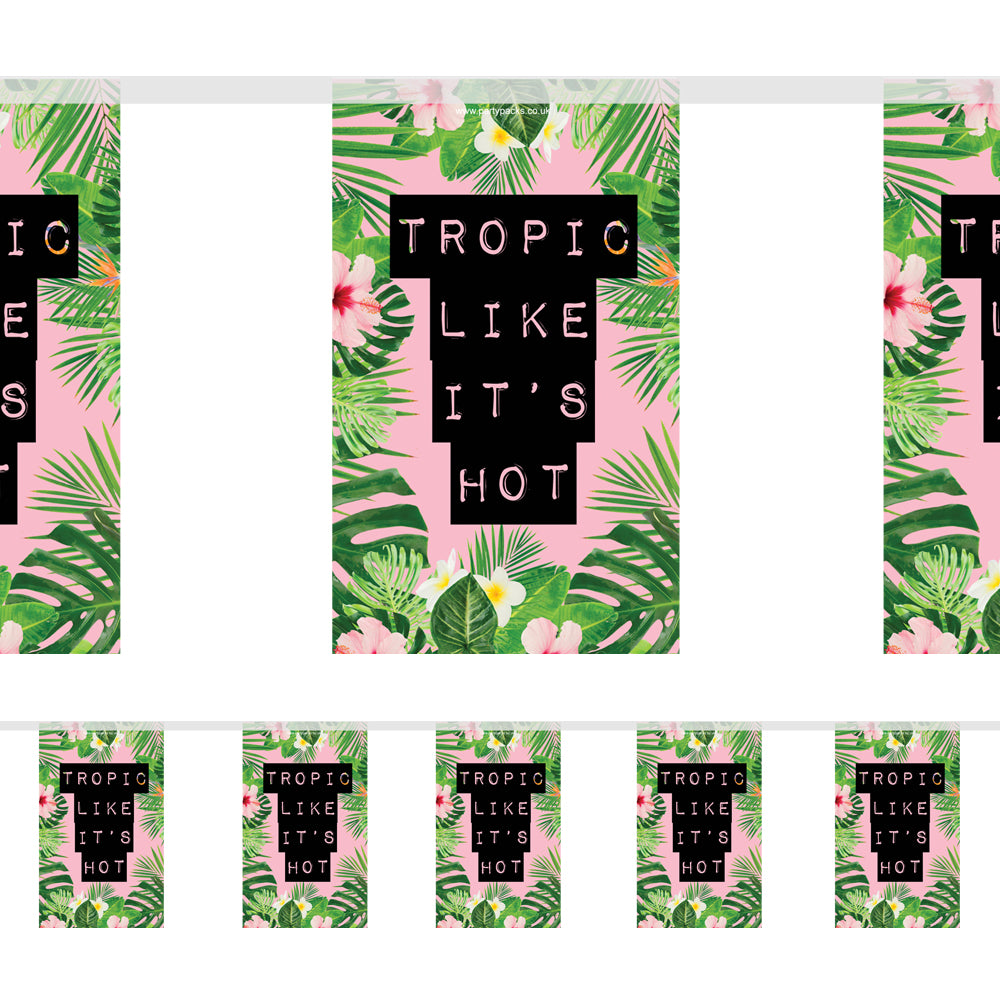 Tropical 'Tropic Like It's Hot' Paper Flag Bunting - 2.4m