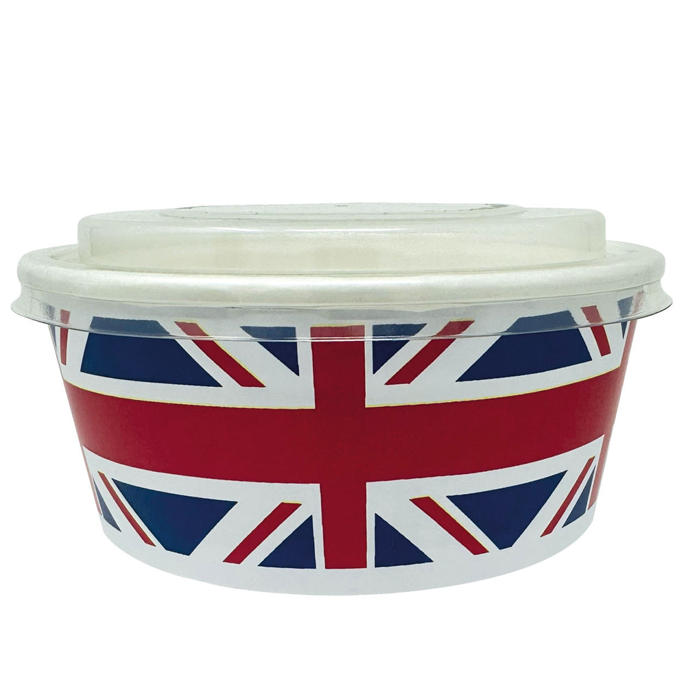 Union Jack Food Pot and Lid 14.5cm x 7.3cm Each Party Packs