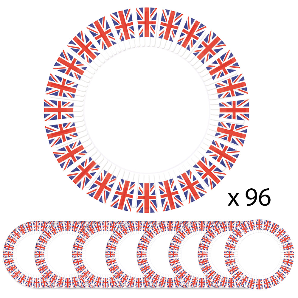 Great British Union Jack Paper Plates 96 Tableware Party Packs