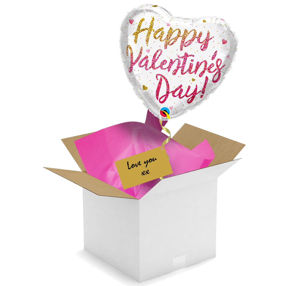 Balloon In A Box - Valentine's Sparkling Ombre Foil Balloon - 18"