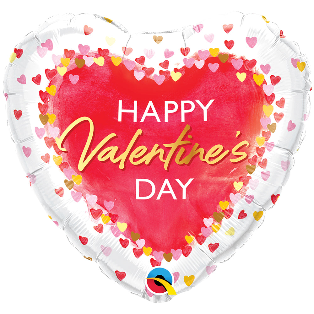 Valentine's Day Watercolour Hearts Foil Balloon - 18"
