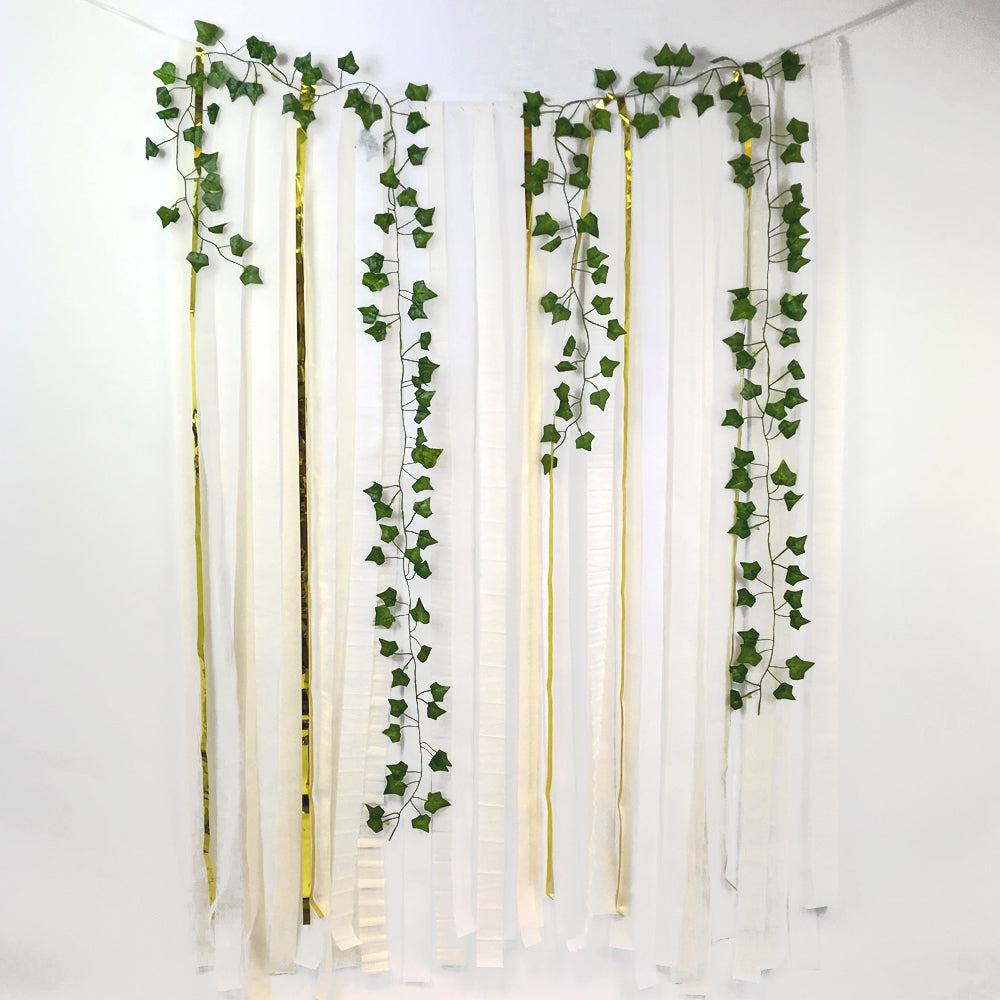 White & Gold Botanical Paper Streamer DIY Backdrop Kit