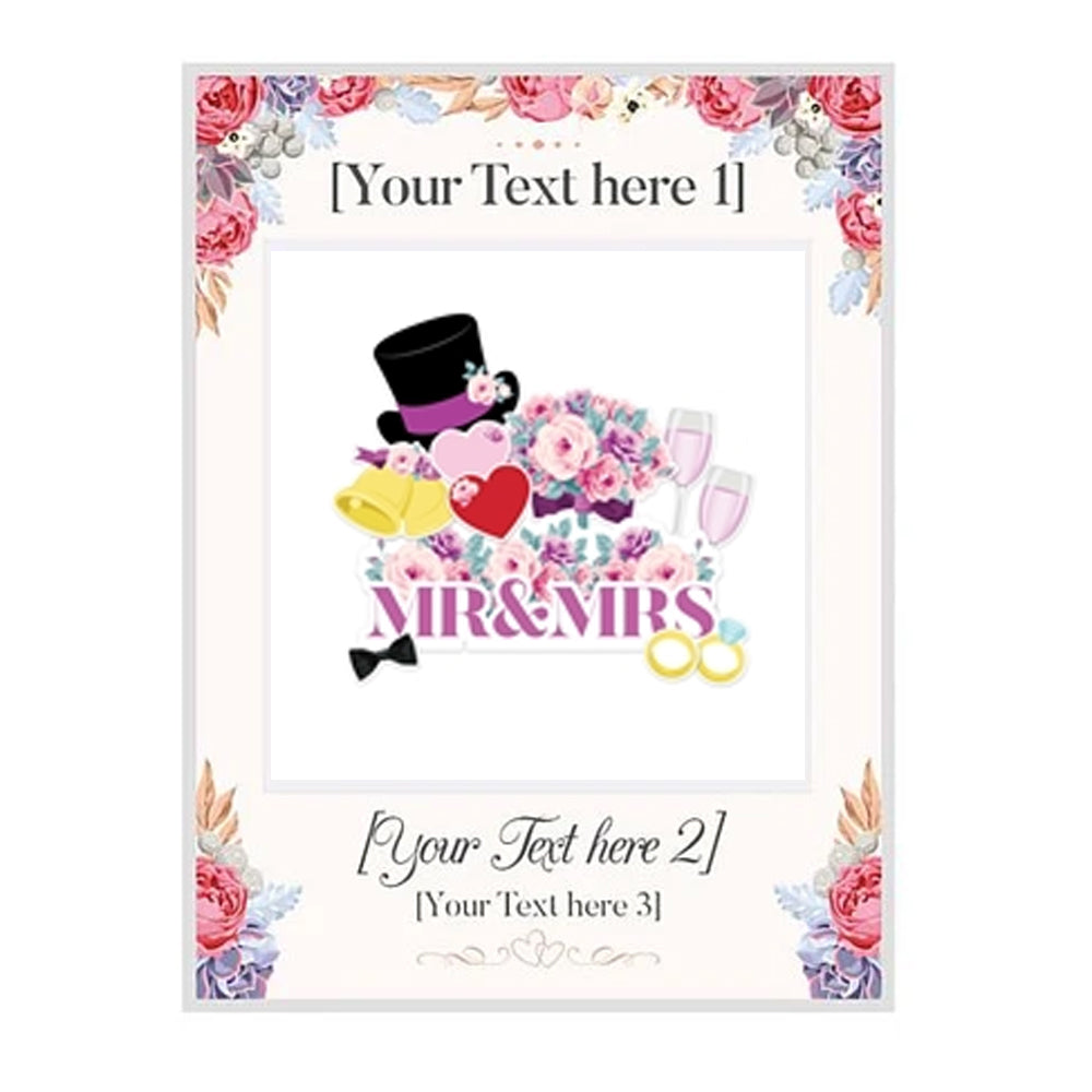 Bespoke Giant Wedding Selfie Frame with 11 Photo Props - 122cm